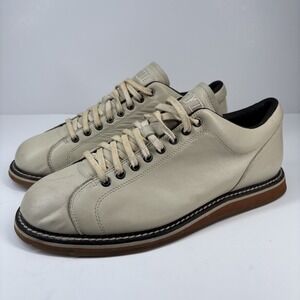 Hyde Men's US 13 Cream Leather Lace-Up Vintage 60s 70s  Bowling Shoes 1951-PA